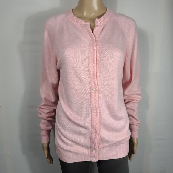 Alicia Vintage 1980s Pearl Button Pink Cardigan - Picture 2 of 13
